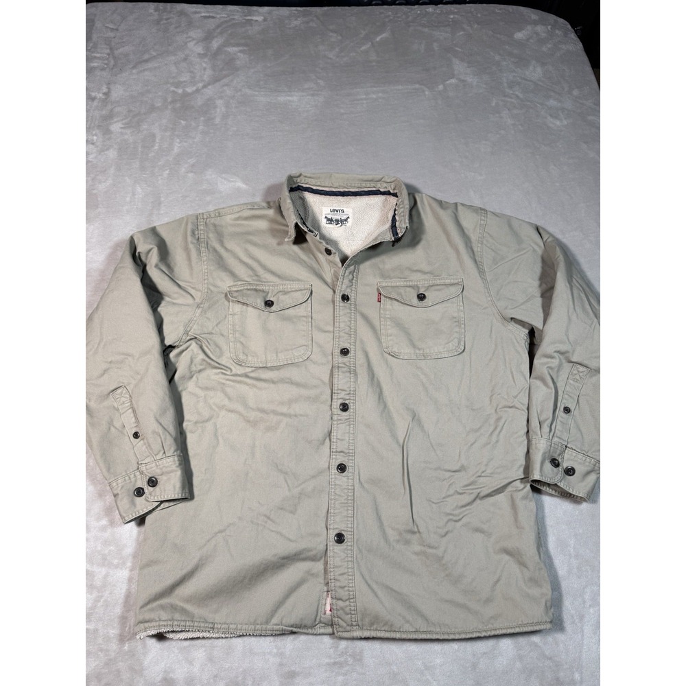 Levis Shirt Jacket Size XL Beige Sherpa Lined